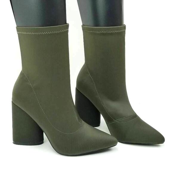 Cape Robbin Walk Away Army Green Stretched Ankle Boots Size 8 - Picture 3 of 12